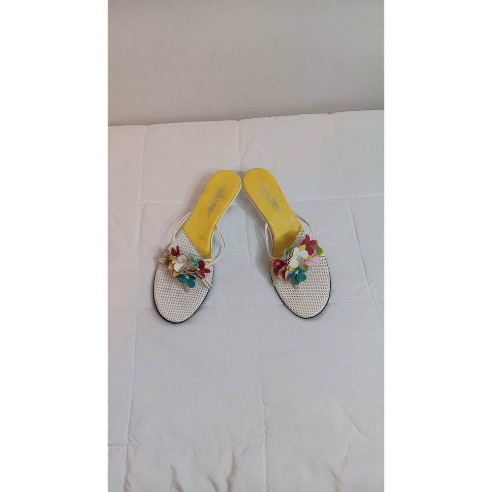 Sam And Libby Strappy Heeled Sandals Floral Detail Sz 7 38